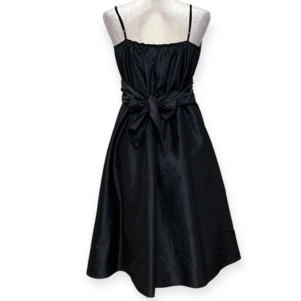 M.S.S.P. Dark Navy Silk Blend Fit&Flare Spaghetti Strap Dress L V-Neck Cocktail - Picture 3 of 14